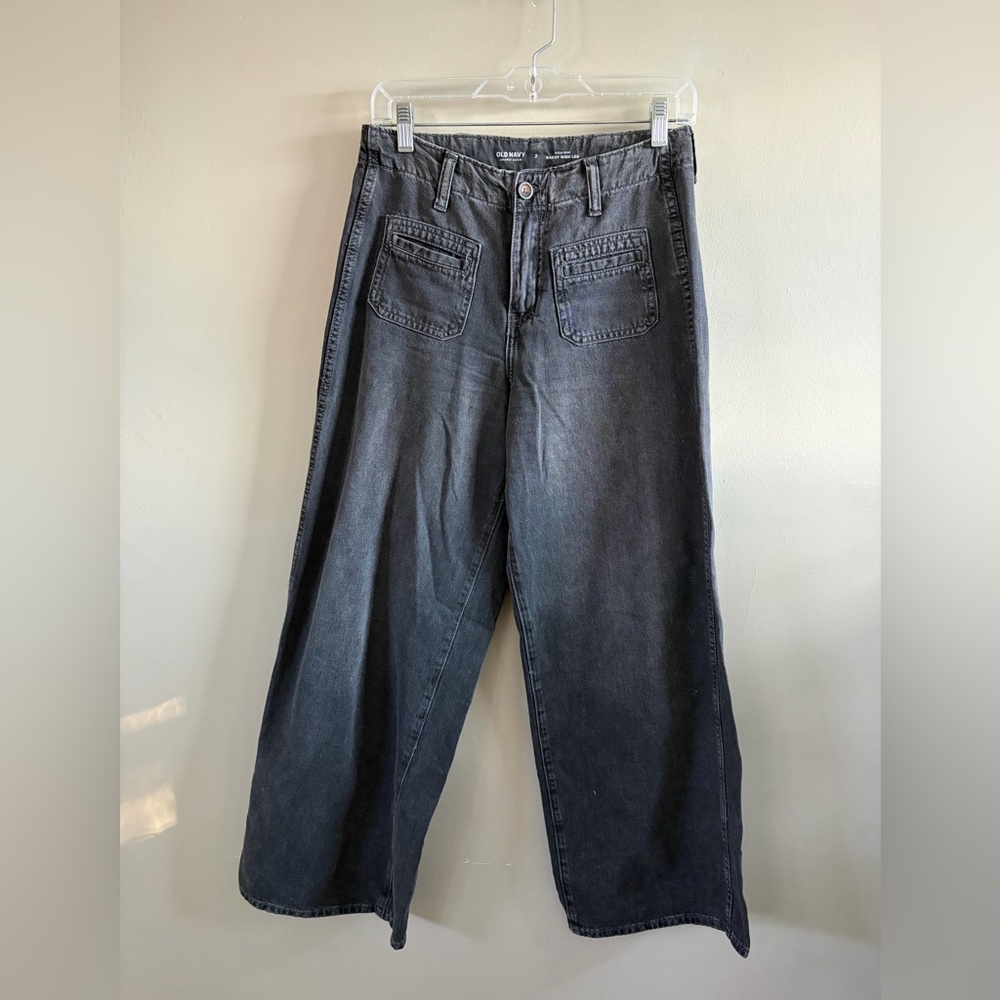 Old Navy Denim High Rise Baggy Wide‎ Leg - Black/Grey Jeans Size 2